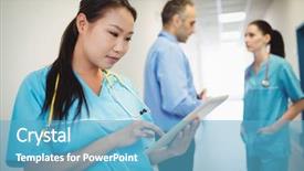  Presentation with digital hospital - Amazing slide deck having using digital tablet in hospital backdrop and a teal colored foreground