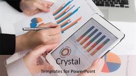  Presentation with using digital tablet - PPT layouts with using digital tablet with financial background and a coral colored foreground