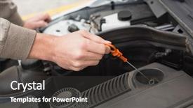  Presentation with oil - Slides having using dipstick to check oil background and a dark gray colored foreground