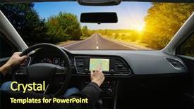  Presentation with gps - Slide deck with using gps navigation inside car background and a wine colored foreground