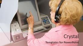  Presentation with touch screen - Theme having using headphones for hearing impaired background and a lemonade colored foreground