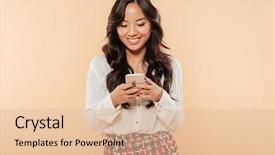  Presentation with scrolling - Cool new theme with using her smartphone over peach backdrop and a lemonade colored foreground