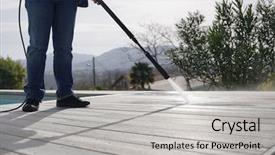  Presentation with cleaning - Colorful presentation enhanced with using high pressure washer cleaning backdrop and a light gray colored foreground