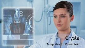  Presentation with medical graphs - Cool new presentation theme with using imaginative screen against medical backdrop and a light blue colored foreground