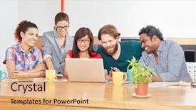  Presentation with social work - Audience pleasing PPT theme consisting of using internet for social media backdrop and a coral colored foreground