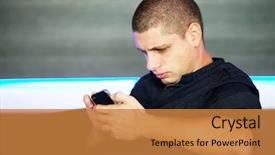  Presentation with internet - Theme consisting of using internet on a mobile background and a gold colored foreground