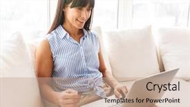  Presentation with smart card - Presentation theme having using laptop and credit card background and a coral colored foreground