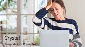  Presentation with aged - Colorful slide deck enhanced with using laptop at home stress backdrop and a light gray colored foreground