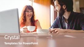  Presentation with college students and laptop - Slides having using laptop at the university background and a coral colored foreground