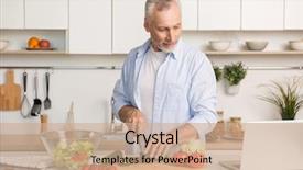  Presentation with cooking - Amazing PPT theme having using laptop computer and cooking backdrop and a coral colored foreground