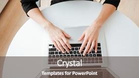  Presentation with lady - PPT layouts with using laptop computer and typing background and a tawny brown colored foreground