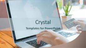  Presentation with credit card icon - Slides with using laptop computer for online background and a  colored foreground
