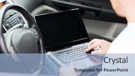  Presentation with transportation - Slide set featuring using laptop computer in car background and a light blue colored foreground