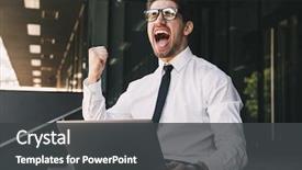  Presentation with business - Amazing slide deck having using laptop computer make winner backdrop and a dark gray colored foreground