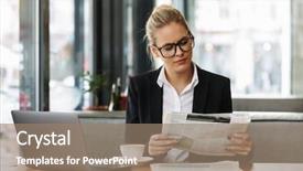  Presentation with newspaper laptop - Presentation theme enhanced with using laptop computer reading newspaper background and a  colored foreground