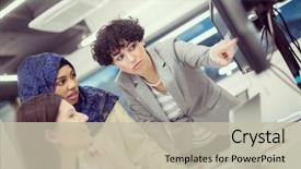  Presentation with computer software - Cool new theme with using laptop computer while writing backdrop and a mint green colored foreground