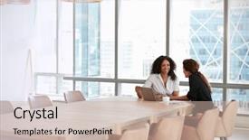  Presentation with young man holdng laptop on lap money - Beautiful slide set featuring using laptop in boardroom meeting backdrop and a soft green colored foreground