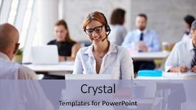  Presentation with customer service - Amazing slide set having using laptop in customer service backdrop and a light blue colored foreground