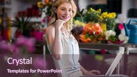  Presentation with female pelvic anatomy - Slides with using laptop in florist shop background and a tawny brown colored foreground