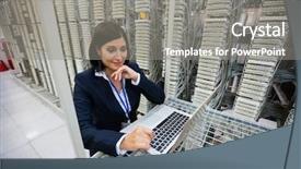  Presentation with server room - PPT layouts consisting of using laptop in server room background and a gray colored foreground