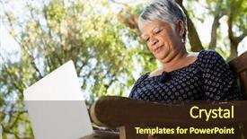  Presentation with garden - Slide deck with using laptop in the garden background and a  colored foreground