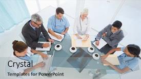  Presentation with medical laptop - Beautiful PPT theme featuring using laptop in the medical backdrop and a light gray colored foreground