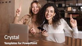  Presentation with coffee music - Audience pleasing theme consisting of using laptop listening to music backdrop and a tawny brown colored foreground