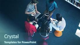  Presentation with digital library - Beautiful PPT layouts featuring using laptop mobile phone digital backdrop and a ocean colored foreground