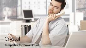  Presentation with young students working in groups - Slide deck having using laptop talking on phone background and a mint green colored foreground