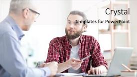  Presentation with business environment using laptops globe - Colorful PPT theme enhanced with using laptop together in team backdrop and a  colored foreground