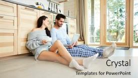  Presentation with dance beautiful couple dancing ballroom - Slides consisting of using laptop while watching movie background and a  colored foreground