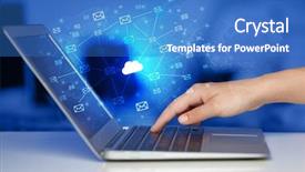  Presentation with virtual memory in cloud computing - Amazing presentation having using laptop with cloud computing backdrop and a teal colored foreground
