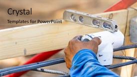  Presentation with pvc pipe - Presentation theme featuring using level while installing pvc background and a coral colored foreground