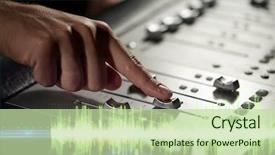  Presentation with recording studio mixing console - Theme featuring music technology people and equipment background and a  colored foreground
