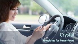  Presentation with asian - Slide set consisting of using mobile phone and driving background and a ocean colored foreground