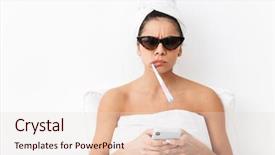  Presentation with upset - Presentation theme consisting of using mobile phone brushing teeths background and a lemonade colored foreground