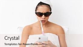  Presentation with upset - Presentation design with using mobile phone brushing teeths background and a lemonade colored foreground