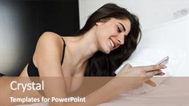  Presentation with black woman at gas station - Amazing slide deck having using mobile phone in bed backdrop and a coral colored foreground