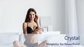  Presentation with black woman at gas station - Presentation design featuring using mobile phone in bed background and a  colored foreground