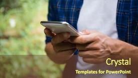  Presentation with phone - Cool new PPT theme with using mobile phone in garden backdrop and a  colored foreground