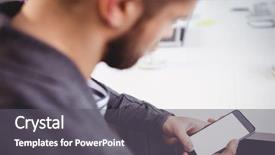  Presentation with phone meeting - Cool new PPT theme with using mobile phone in meeting backdrop and a  colored foreground