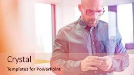  Presentation with phone - Presentation theme consisting of using mobile phone in office background and a lemonade colored foreground