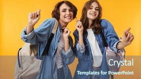  Presentation with happy image - Slide set with using mobile phone listening music background and a ocean colored foreground