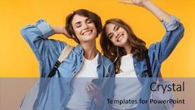  Presentation with turquoise and yellow music - PPT theme having using mobile phone listening music background and a teal colored foreground