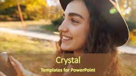  Presentation with listening woman - PPT theme enhanced with using mobile phone listening music background and a  colored foreground