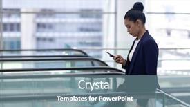  Presentation with race - Slide set having using mobile phone on escalator background and a seafoam green colored foreground