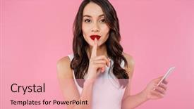  Presentation with asian - PPT theme with using mobile phone showing silence background and a lemonade colored foreground