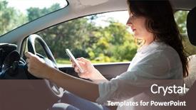  Presentation with mobile phone on car - Colorful presentation design enhanced with using mobile phone while driving backdrop and a  colored foreground