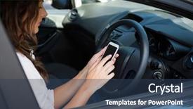  Presentation with mobile phone on car - PPT layouts enhanced with using mobile phone while driving background and a  colored foreground
