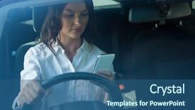  Presentation with mobile phone on car - Amazing presentation design having using mobile phone while driving backdrop and a  colored foreground